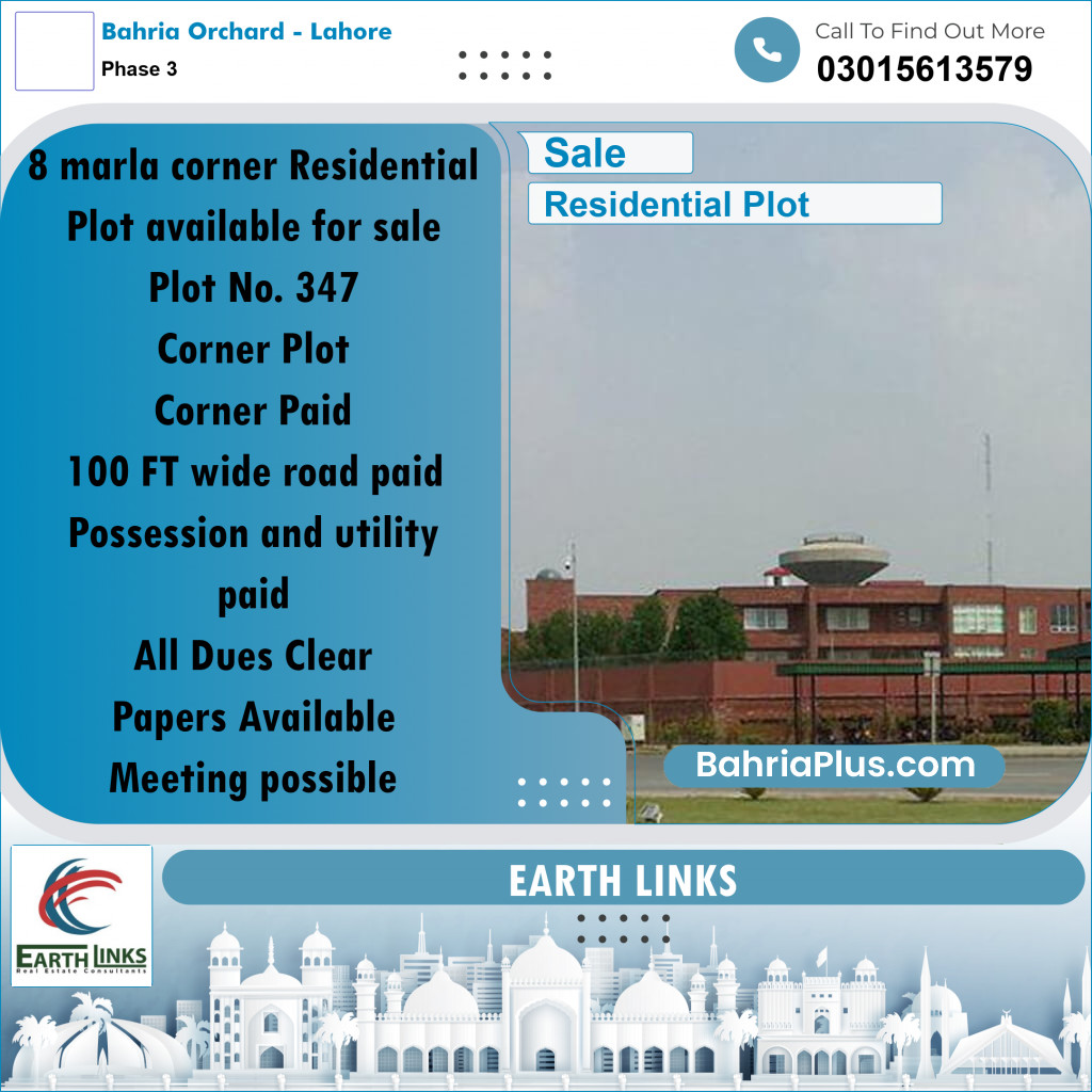 8 Marla Residential Plot for Sale in Phase 3 -  Bahria Orchard, Lahore - (BP-292077)