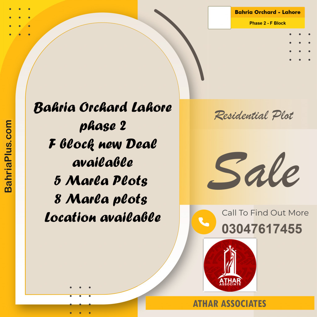 5 Marla Residential Plot for Sale in Phase 2 - F Block -  Bahria Orchard, Lahore - (BP-292149)