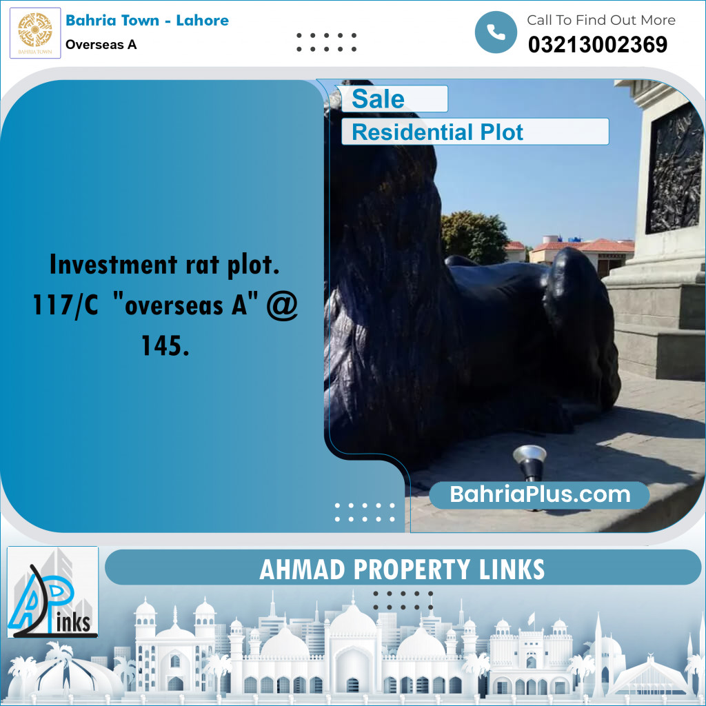 10 Marla Residential Plot for Sale in Overseas A -  Bahria Town, Lahore - (BP-292153)