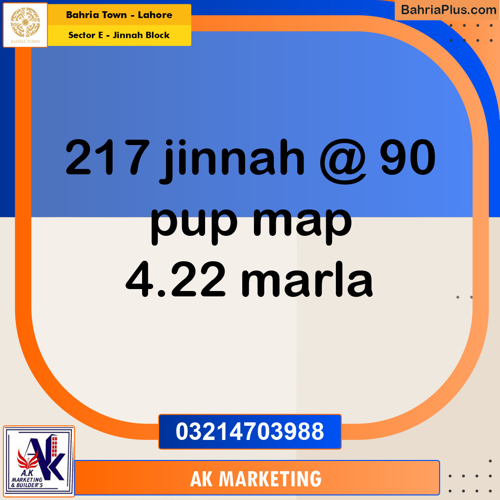Residential Plot for Sale in Sector E - Jinnah Block -  Bahria Town, Lahore - (BP-292221)