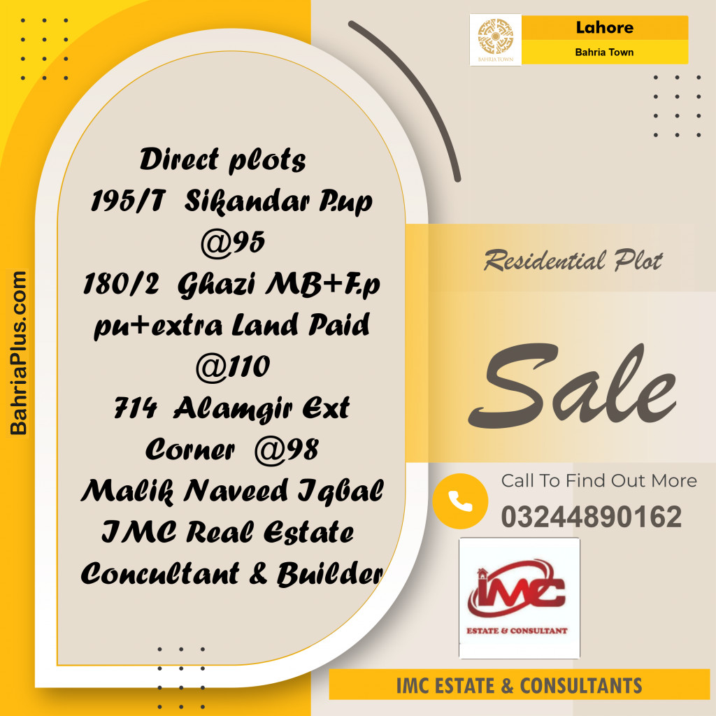 Residential Plot for Sale in Bahria Town, Lahore - (BP-292247)