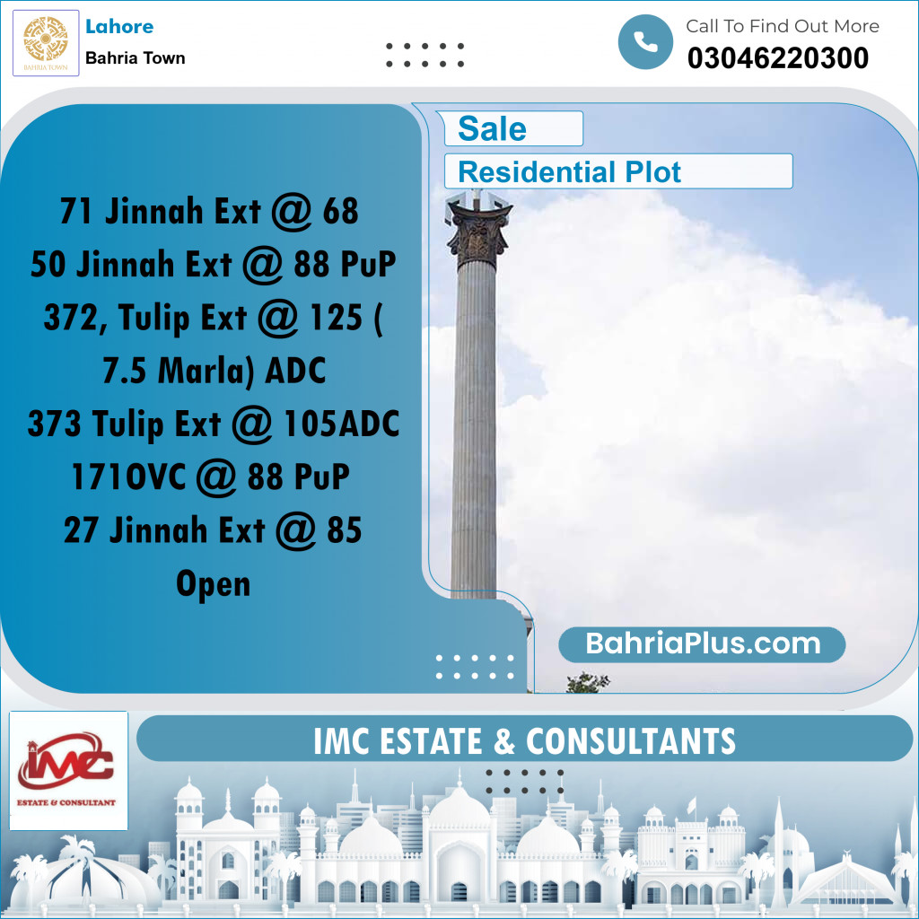 Residential Plot for Sale in Bahria Town, Lahore - (BP-292315)