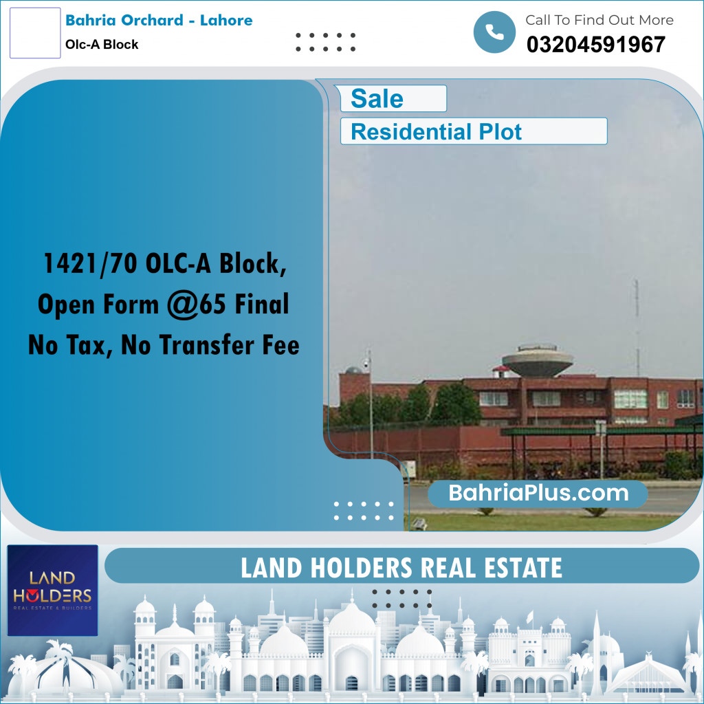 5 Marla Residential Plot for Sale in OLC-A Block -  Bahria Orchard, Lahore - (BP-292364)