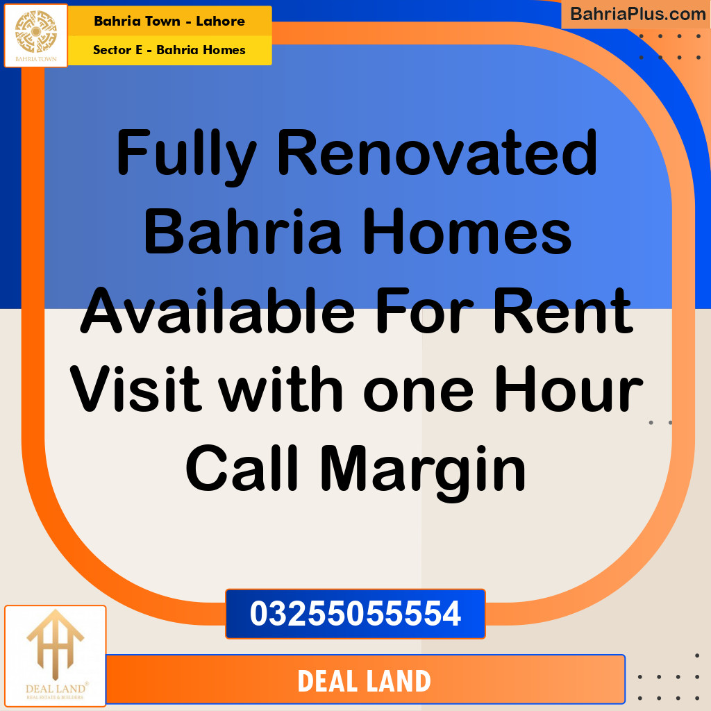 6.33 Marla Residential House for Rent in Sector E - Bahria Homes -  Bahria Town, Lahore - (BP-292372)