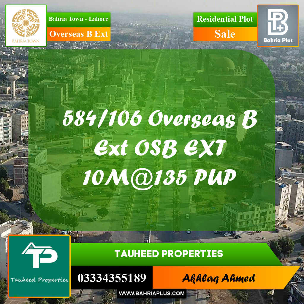 10 Marla Residential Plot for Sale in Overseas B Ext -  Bahria Town, Lahore - (BP-292388)