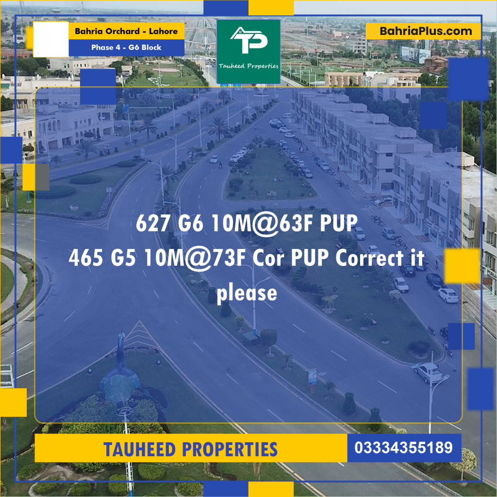 10 Marla Residential Plot for Sale in Phase 4 - G6 Block -  Bahria Orchard, Lahore - (BP-292393)