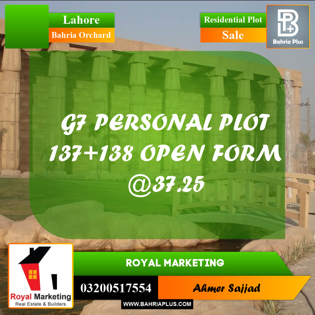 Residential Plot for Sale in Bahria Orchard, Lahore - (BP-292412)