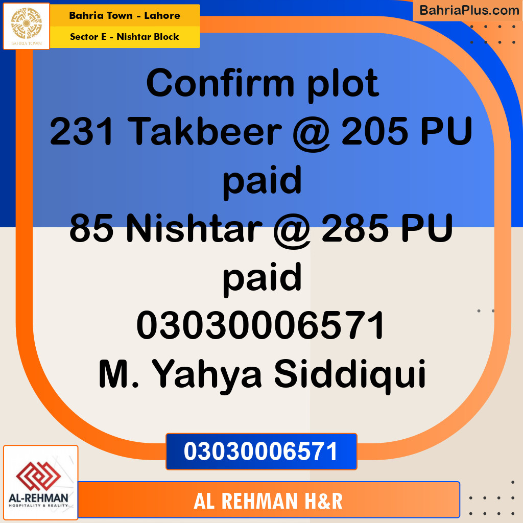 1 Kanal Residential Plot for Sale in Sector E - Nishtar Block -  Bahria Town, Lahore - (BP-292505)