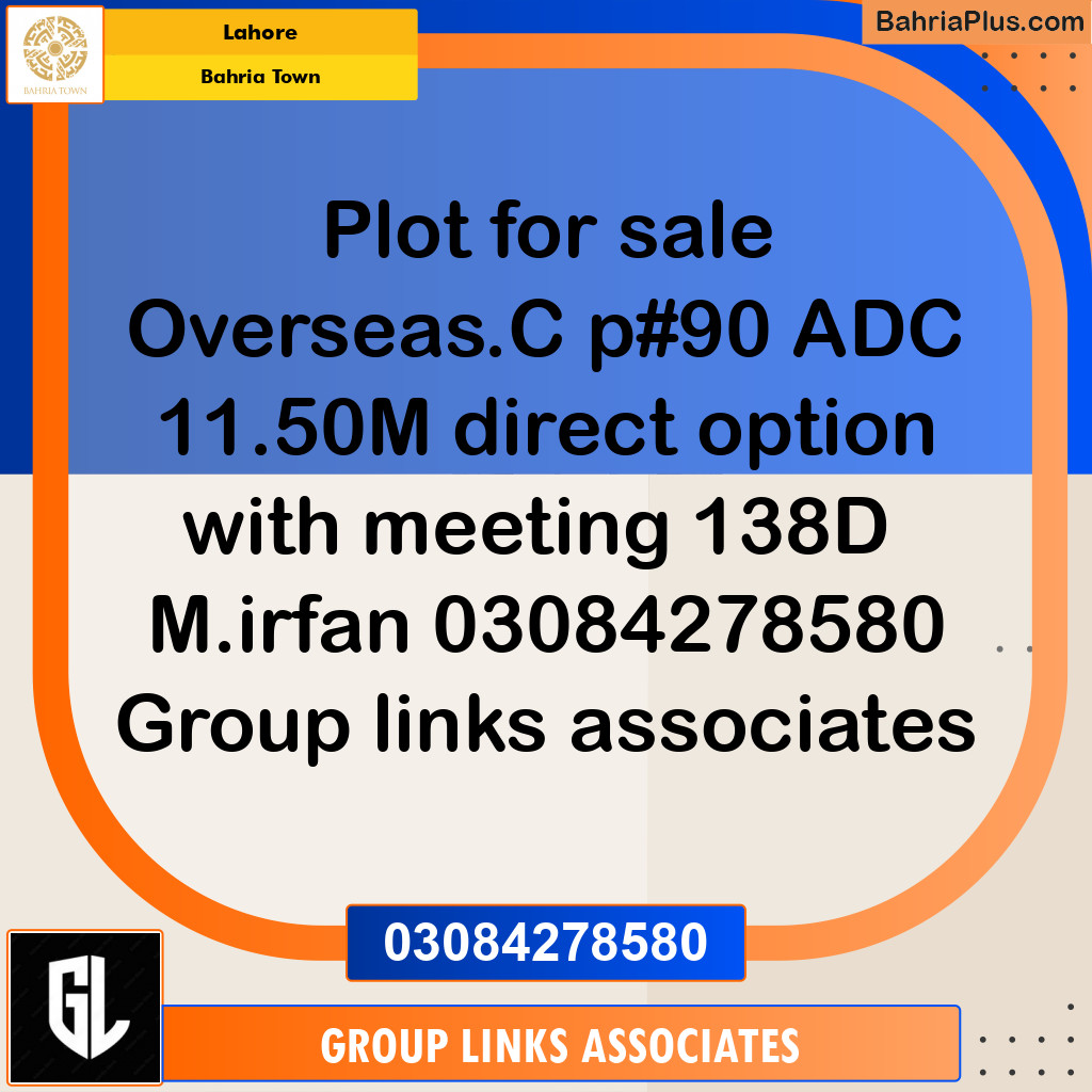 Residential Plot for Sale in Bahria Town, Lahore - (BP-292526)