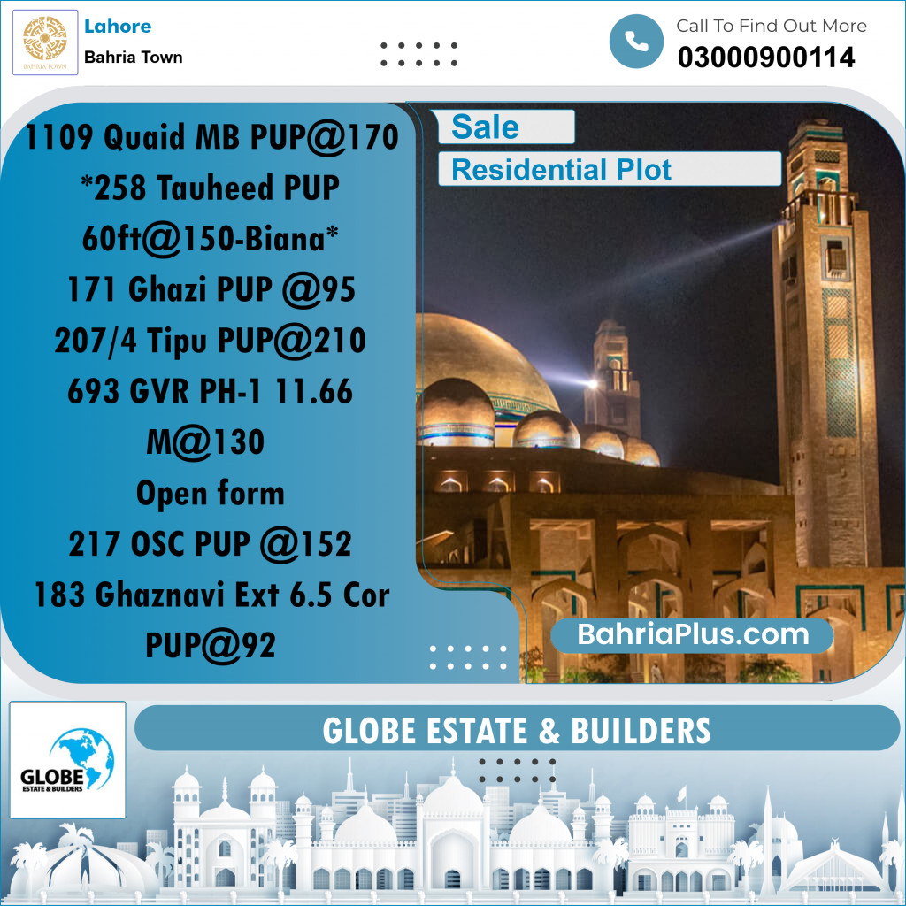 Residential Plot for Sale in Bahria Town, Lahore - (BP-292533)