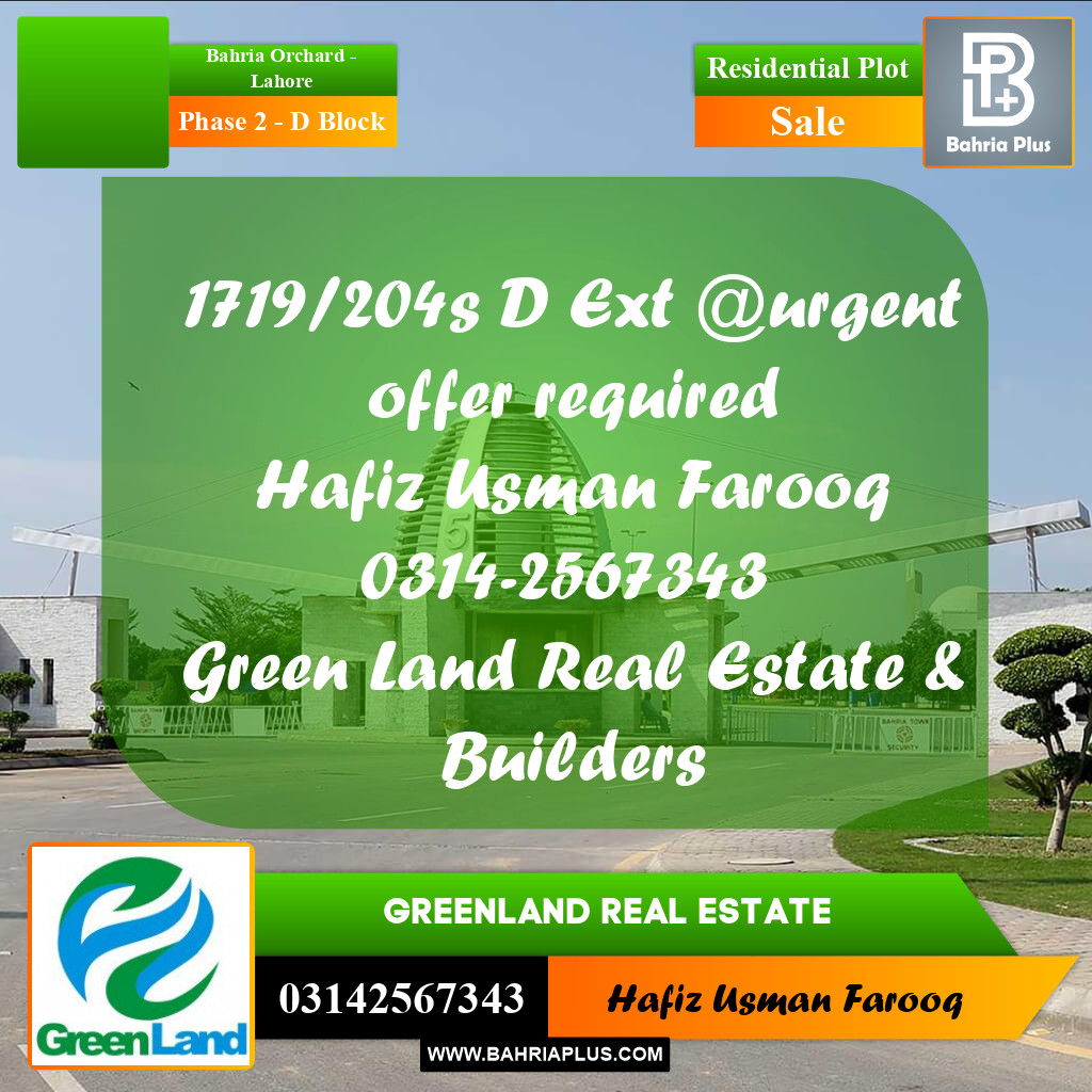 5 Marla Residential Plot for Sale in Phase 2 - D Block -  Bahria Orchard, Lahore - (BP-292547)