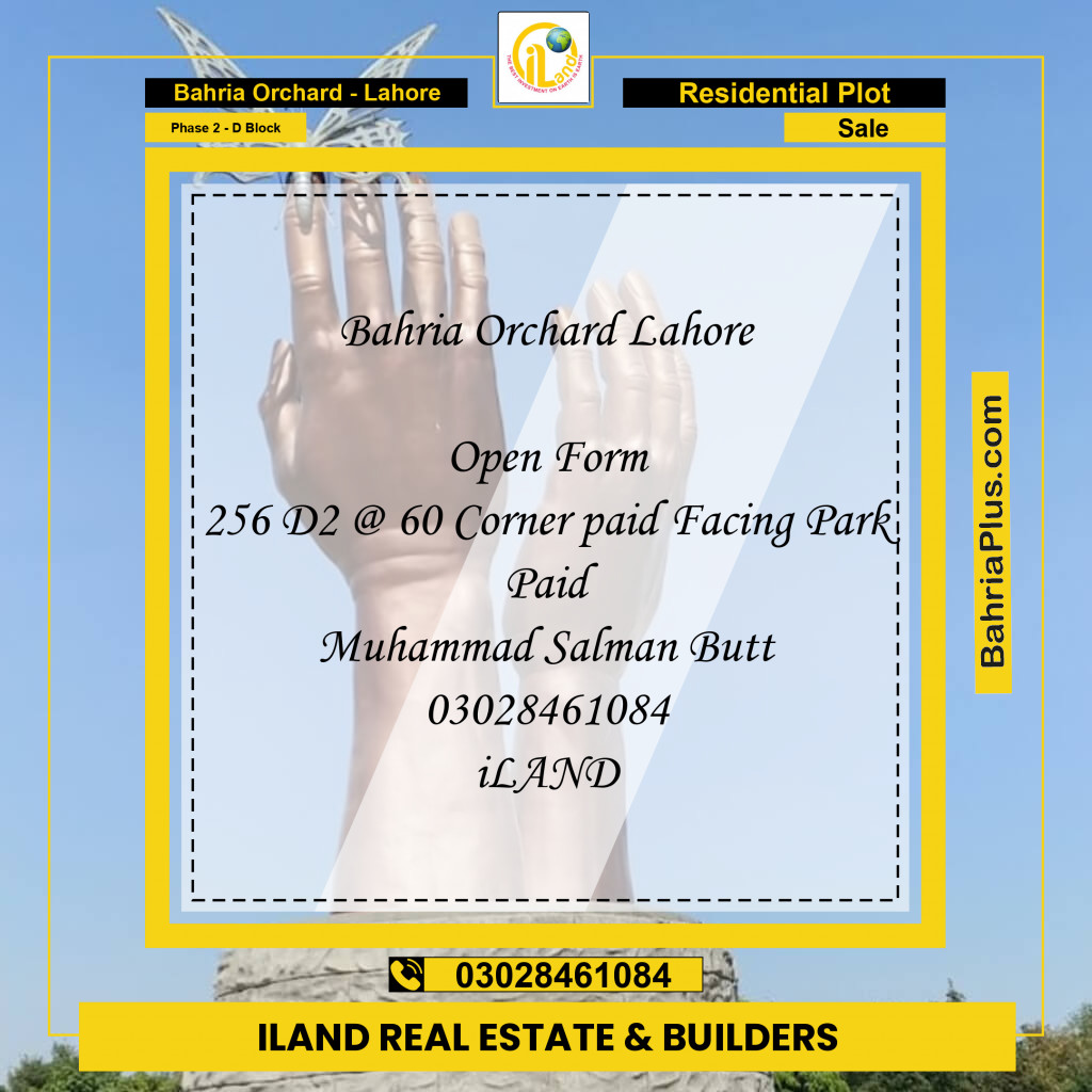 8 Marla Residential Plot for Sale in Phase 2 - D Block -  Bahria Orchard, Lahore - (BP-292595)