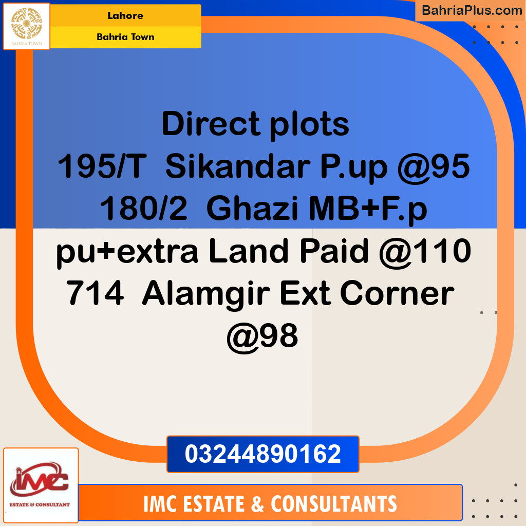 Residential Plot for Sale in Bahria Town, Lahore - (BP-292624)
