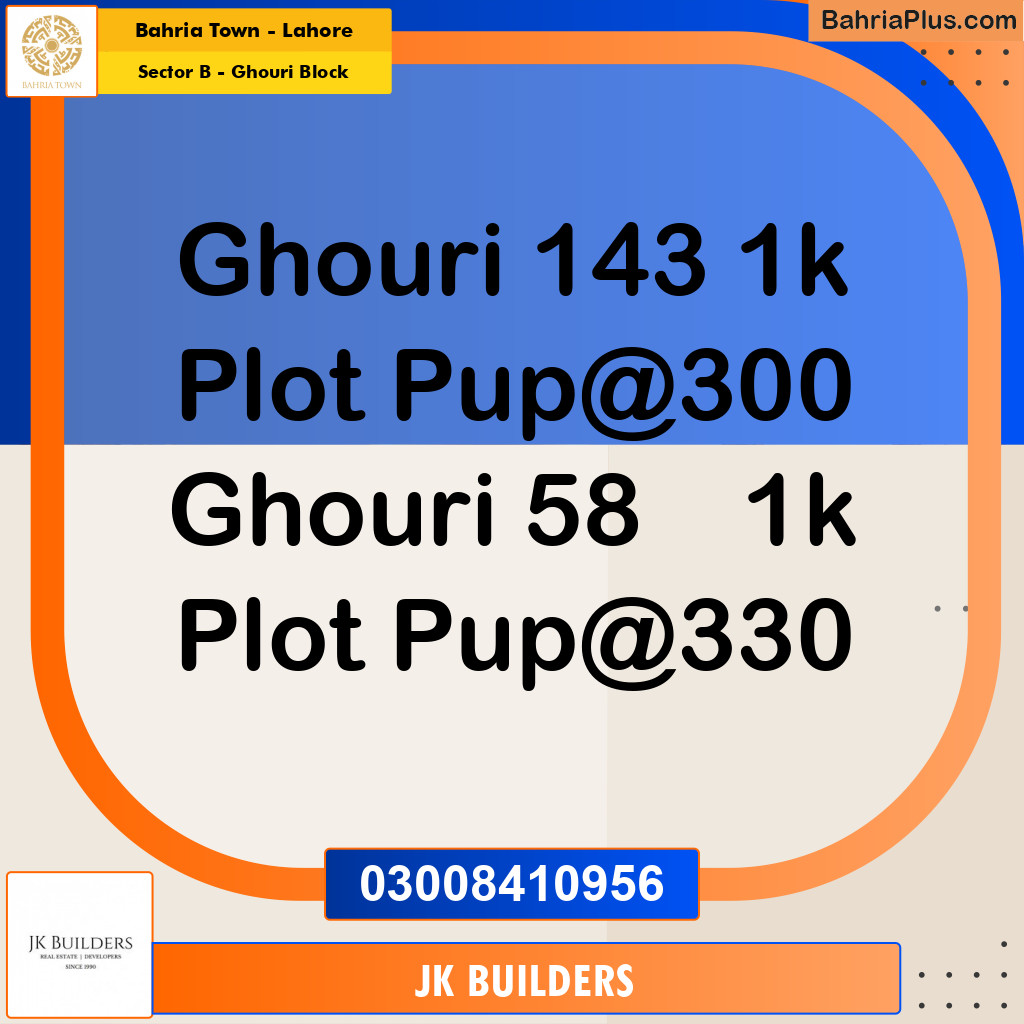 1 Kanal Residential Plot for Sale in Sector B - Ghouri Block -  Bahria Town, Lahore - (BP-292628)