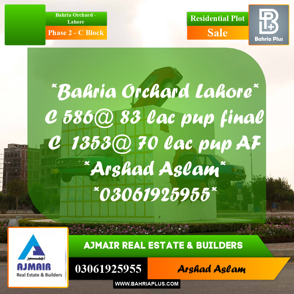 Residential Plot for Sale in Phase 2 - C Block -  Bahria Orchard, Lahore - (BP-292676)
