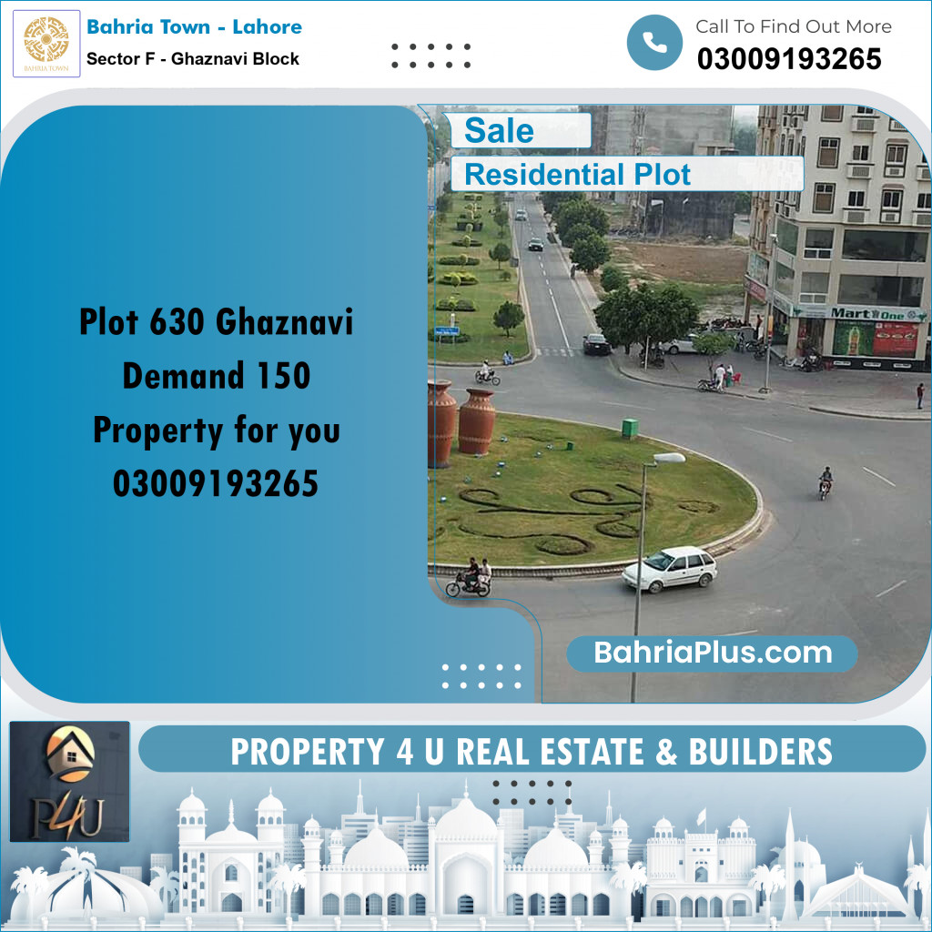 10 Marla Residential Plot for Sale in Sector F - Ghaznavi Block -  Bahria Town, Lahore - (BP-292726)