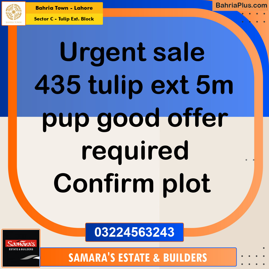 5 Marla Residential Plot for Sale in Sector C - Tulip Ext. Block -  Bahria Town, Lahore - (BP-292731)