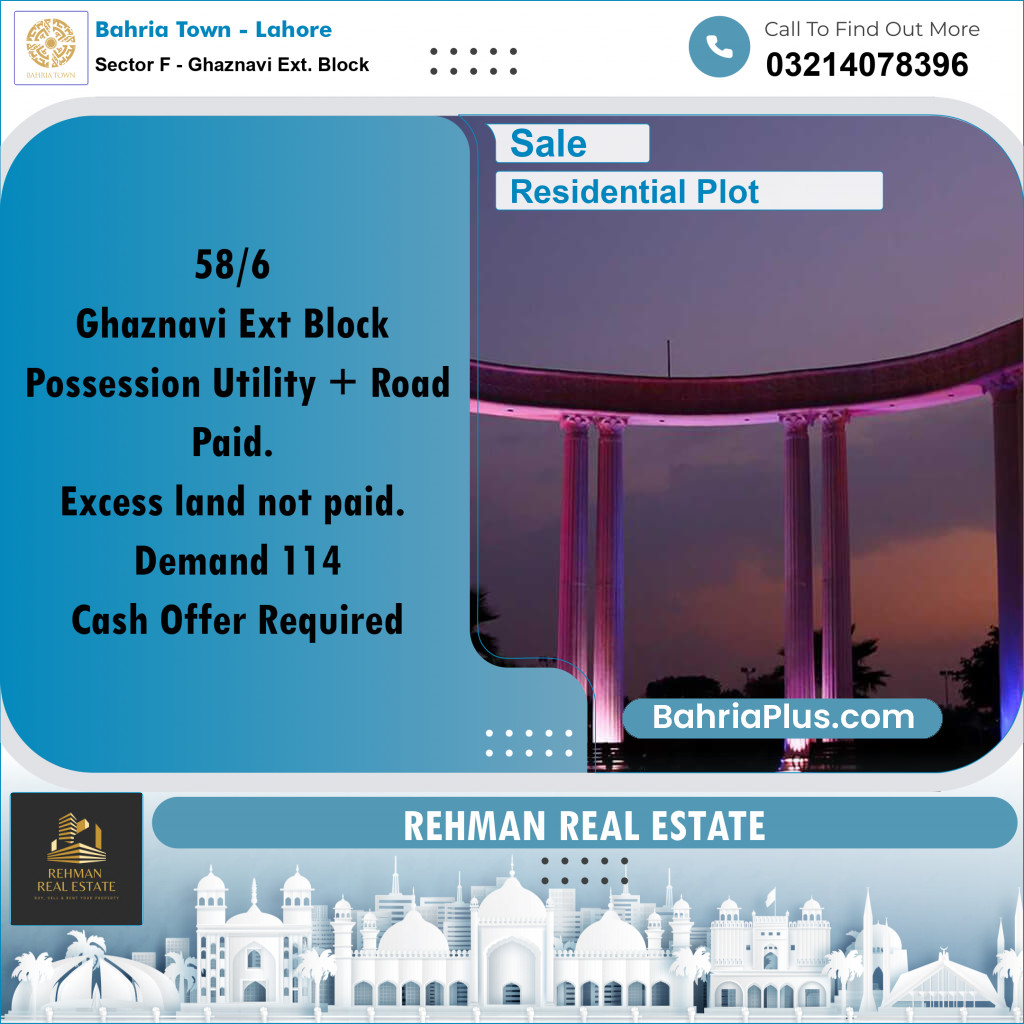 10 Marla Residential Plot for Sale in Sector F - Ghaznavi Ext. Block -  Bahria Town, Lahore - (BP-292737)