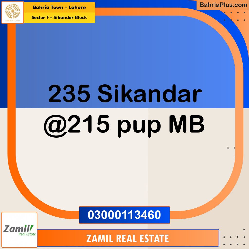 1 Kanal Residential Plot for Sale in Sector F - Sikander Block -  Bahria Town, Lahore - (BP-292802)