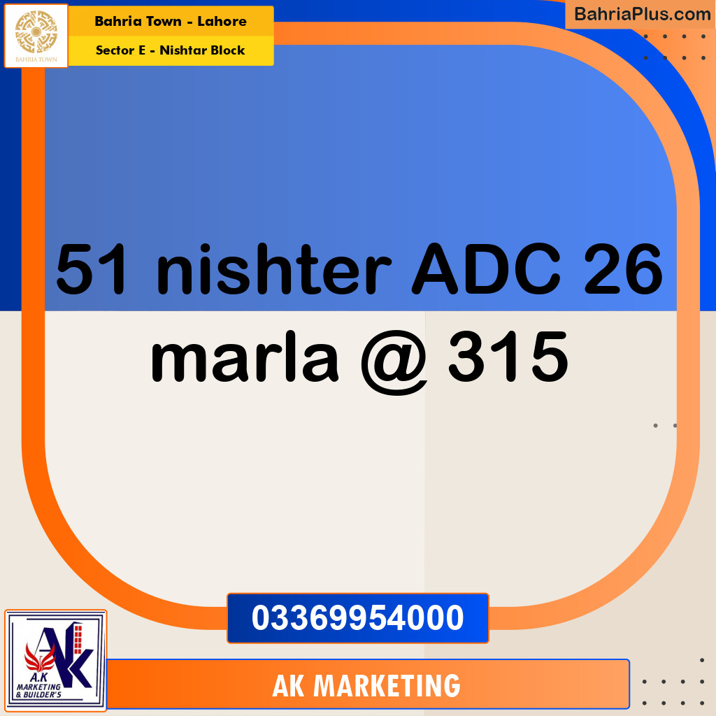 26 Marla Residential Plot for Sale in Sector E - Nishtar Block -  Bahria Town, Lahore - (BP-292835)