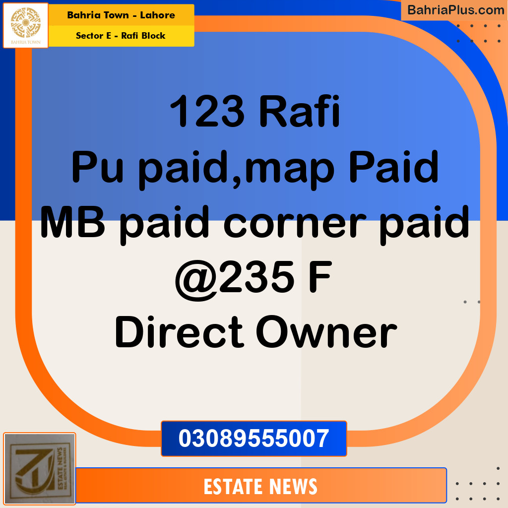 Residential Plot for Sale in Sector E - Rafi Block -  Bahria Town, Lahore - (BP-292862)