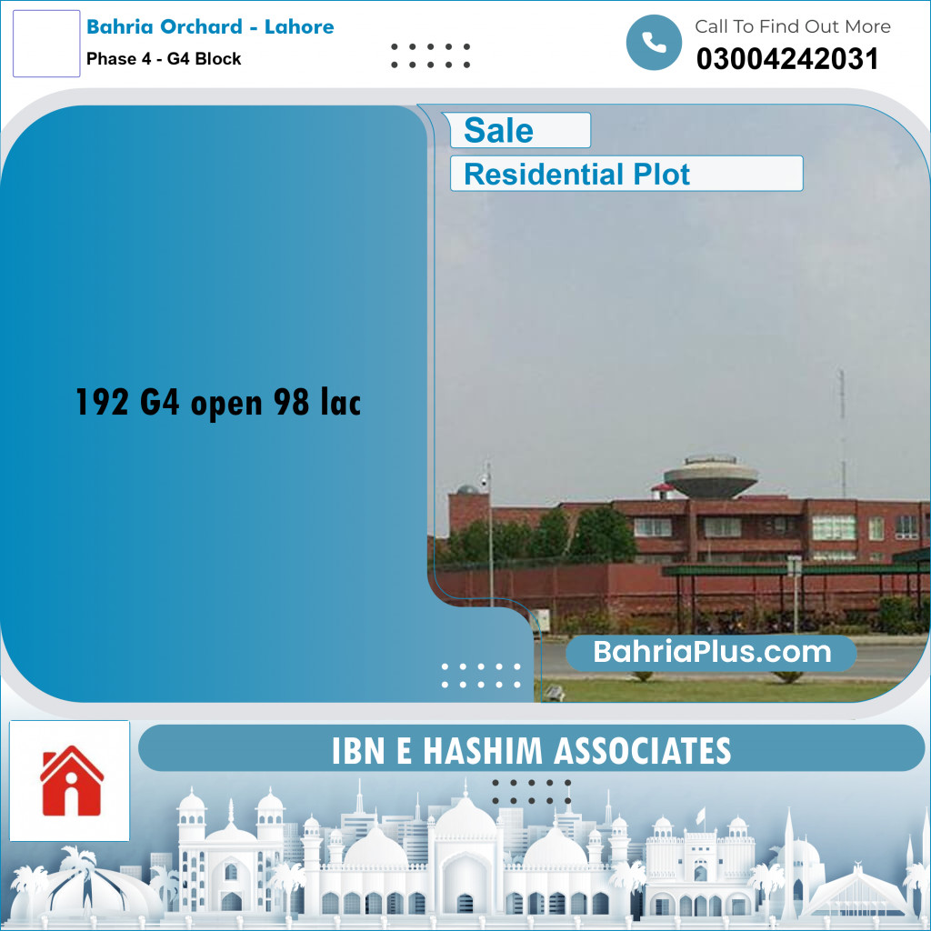 11 Marla Residential Plot for Sale in Phase 4 - G4 Block -  Bahria Orchard, Lahore - (BP-292873)