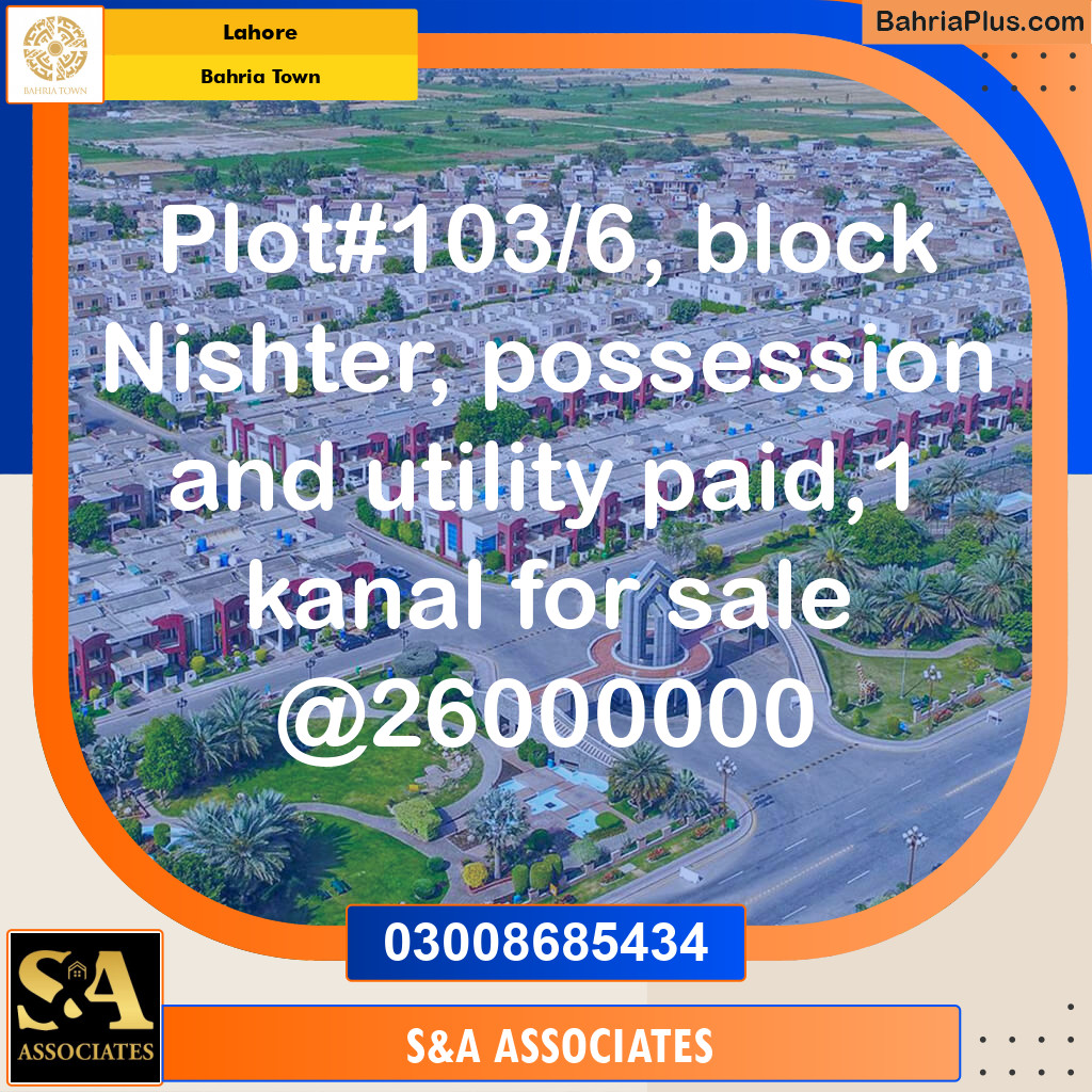 1 Kanal Residential Plot for Sale in Bahria Town, Lahore - (BP-292875)