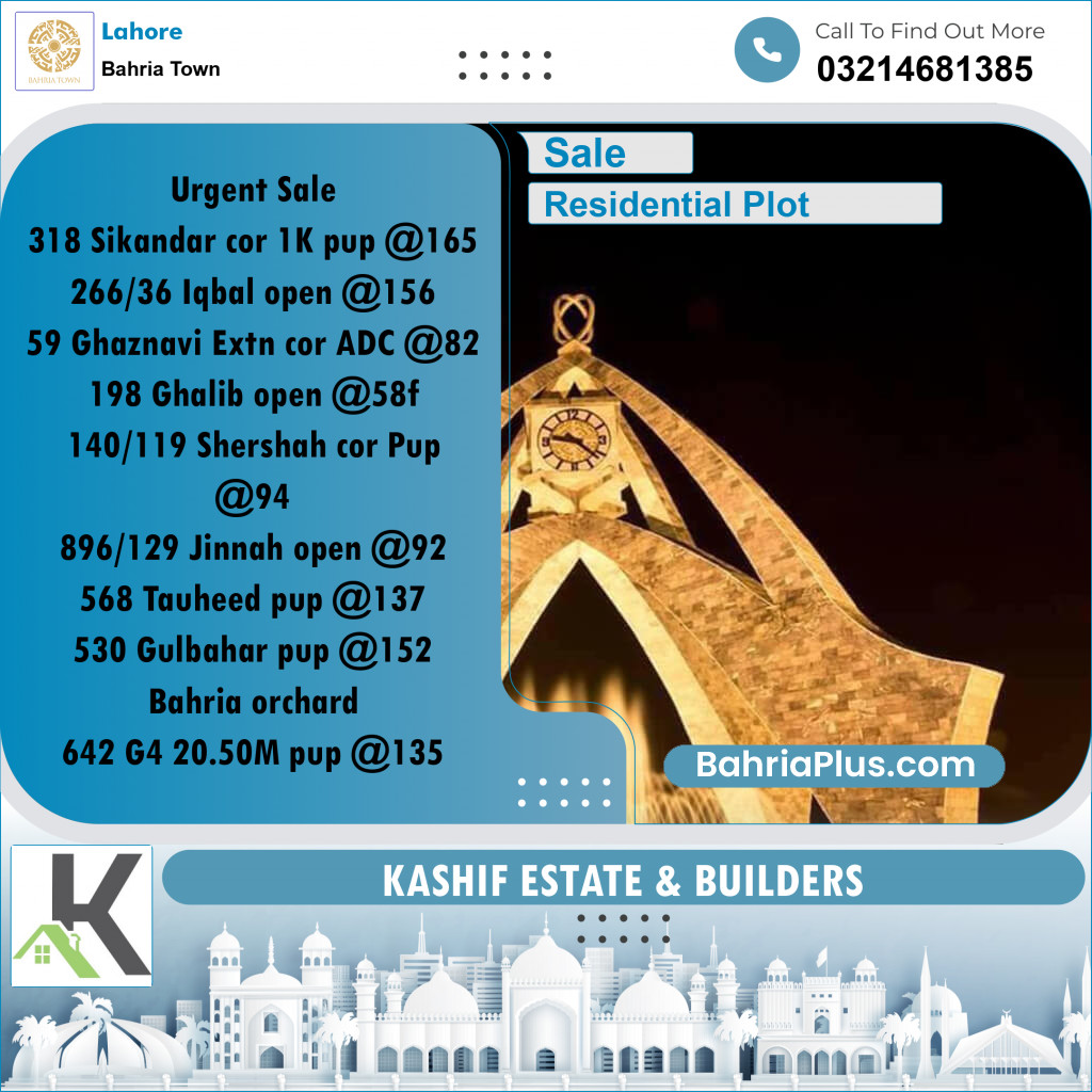 Residential Plot for Sale in Bahria Town, Lahore - (BP-292888)