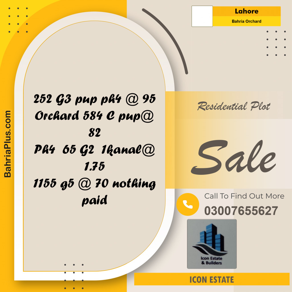 Residential Plot for Sale in Bahria Orchard, Lahore - (BP-292965)