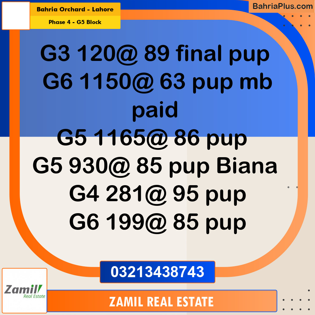 10 Marla Residential Plot for Sale in Phase 4 - G5 Block -  Bahria Orchard, Lahore - (BP-293011)