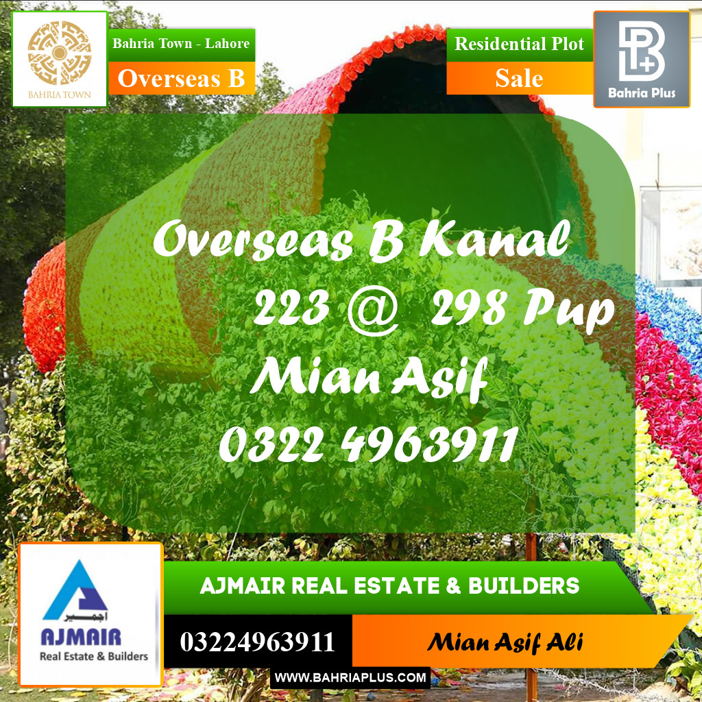 Residential Plot for Sale in Overseas B -  Bahria Town, Lahore - (BP-293034)
