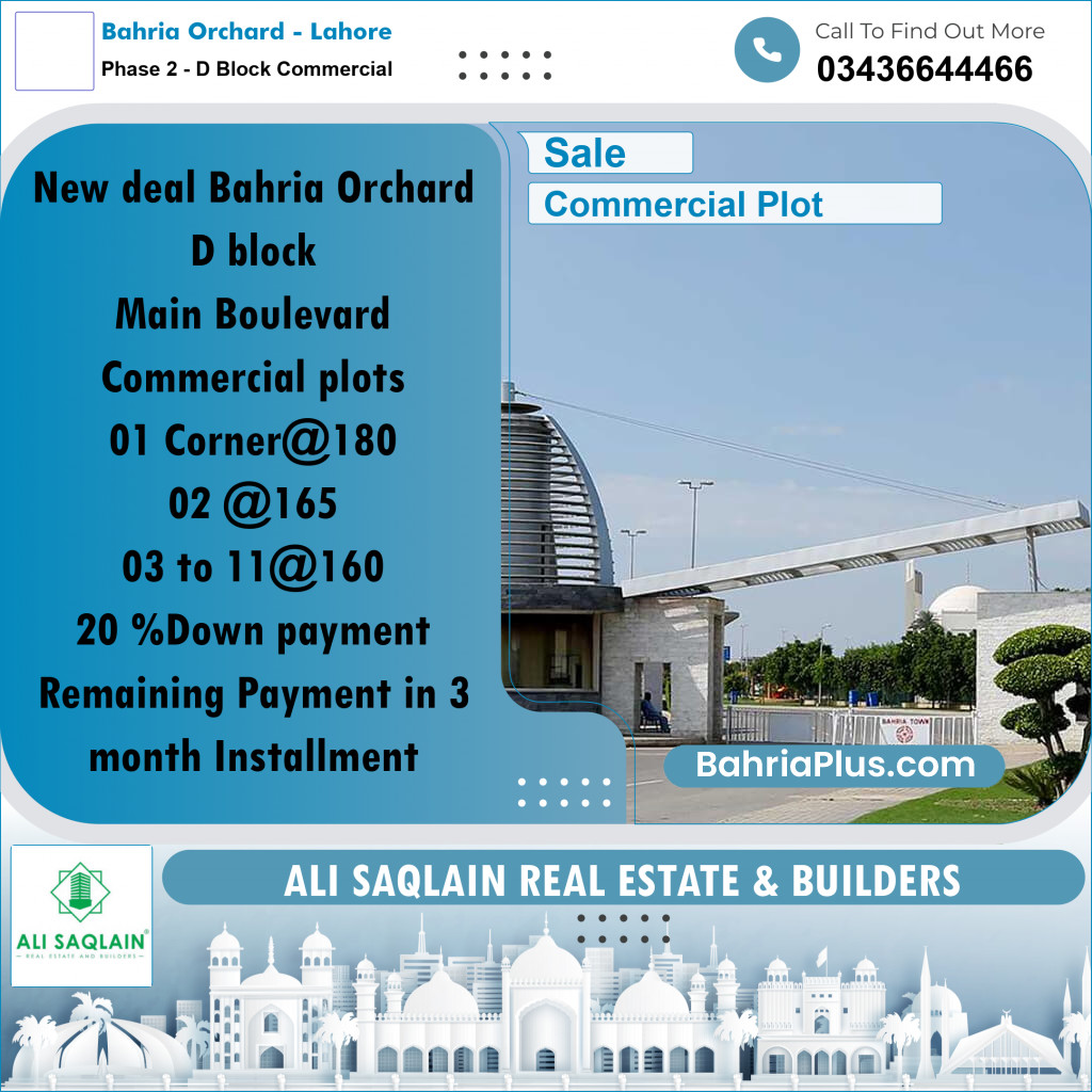4 Marla Commercial Plot for Sale in Phase 2 - D Block Commercial -  Bahria Orchard, Lahore - (BP-293046)