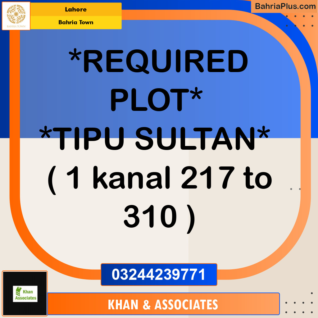 Residential Plot for Sale in Bahria Town, Lahore - (BP-293063)