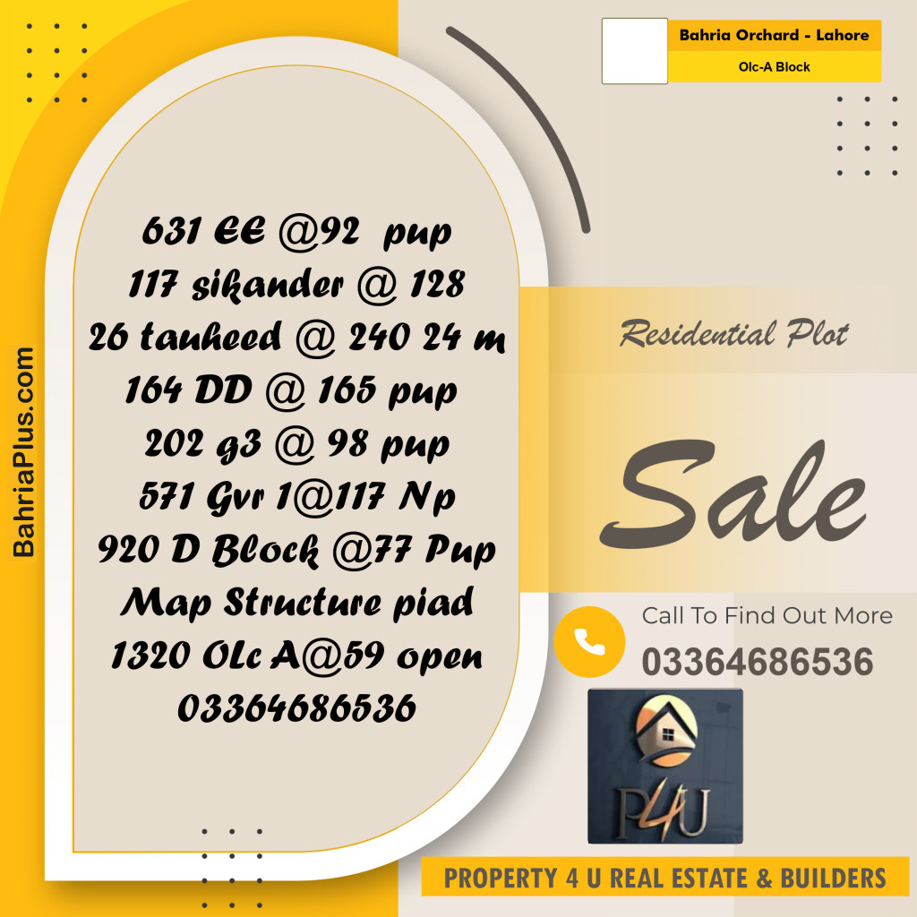 5 Marla Residential Plot for Sale in OLC-A Block -  Bahria Orchard, Lahore - (BP-293098)