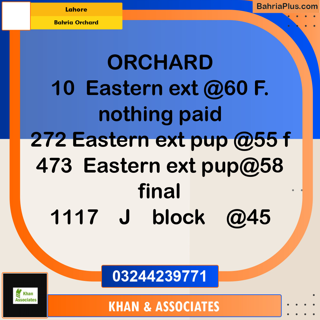 Residential Plot for Sale in Bahria Orchard, Lahore - (BP-293121)