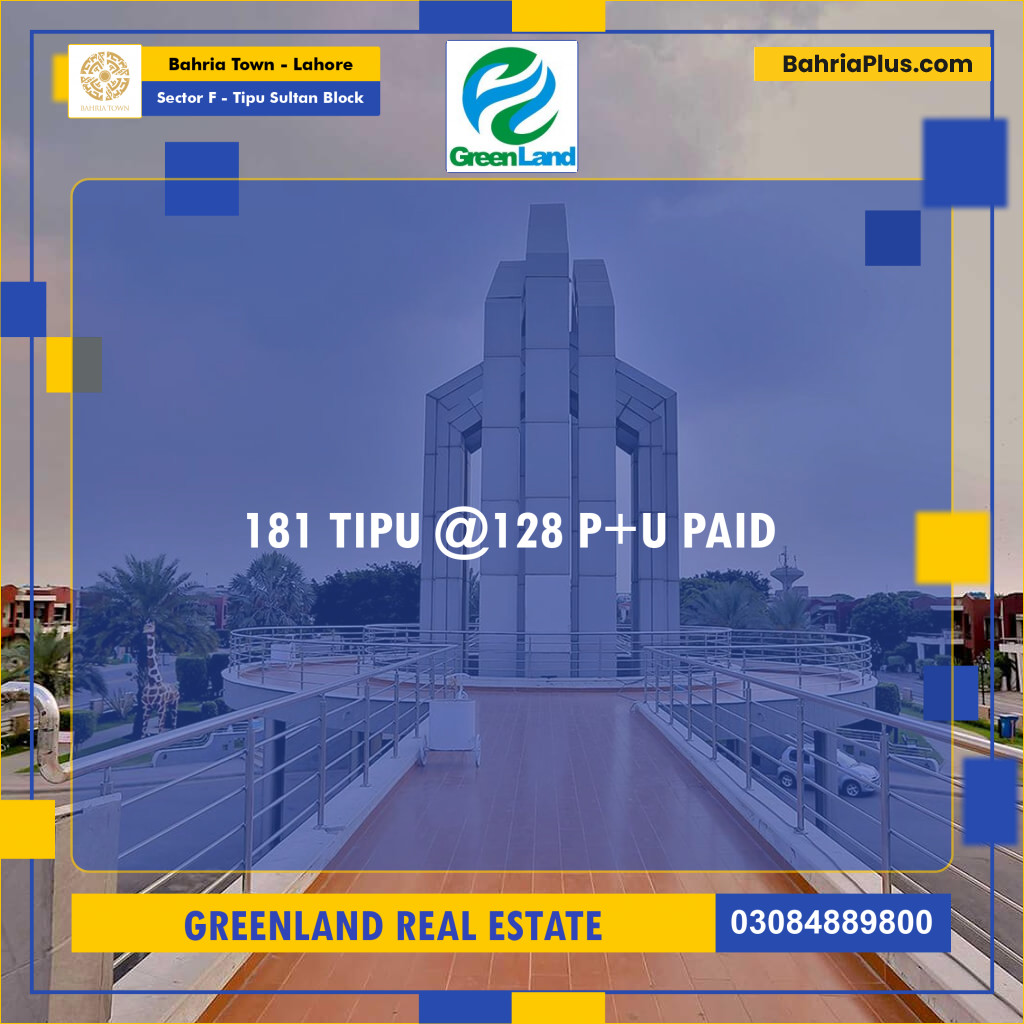 10 Marla Residential Plot for Sale in Sector F - Tipu Sultan Block -  Bahria Town, Lahore - (BP-293122)