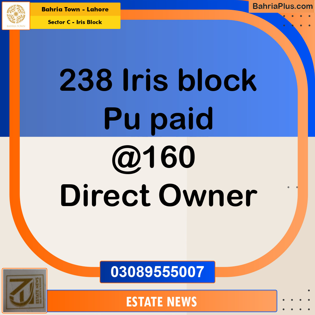 Residential Plot for Sale in Sector C - Iris Block -  Bahria Town, Lahore - (BP-293137)