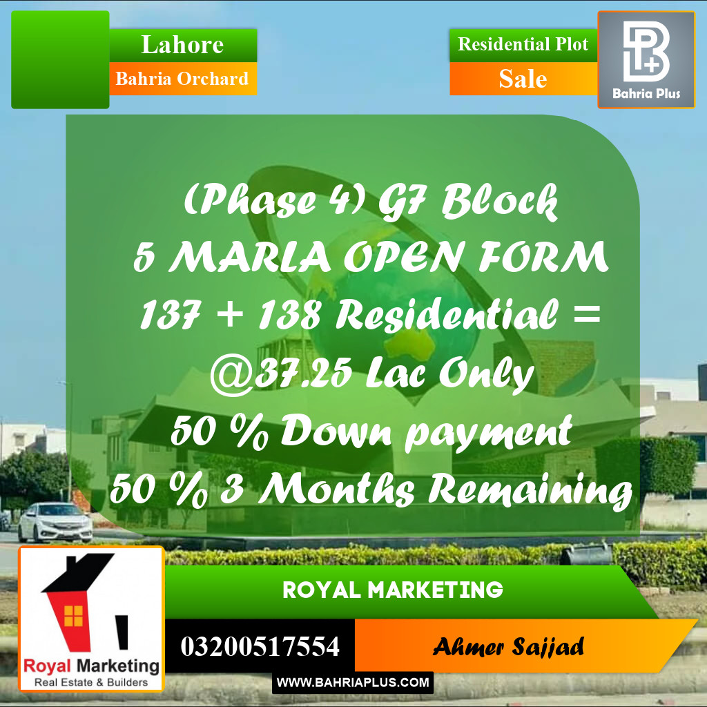Residential Plot for Sale in Bahria Orchard, Lahore - (BP-293141)