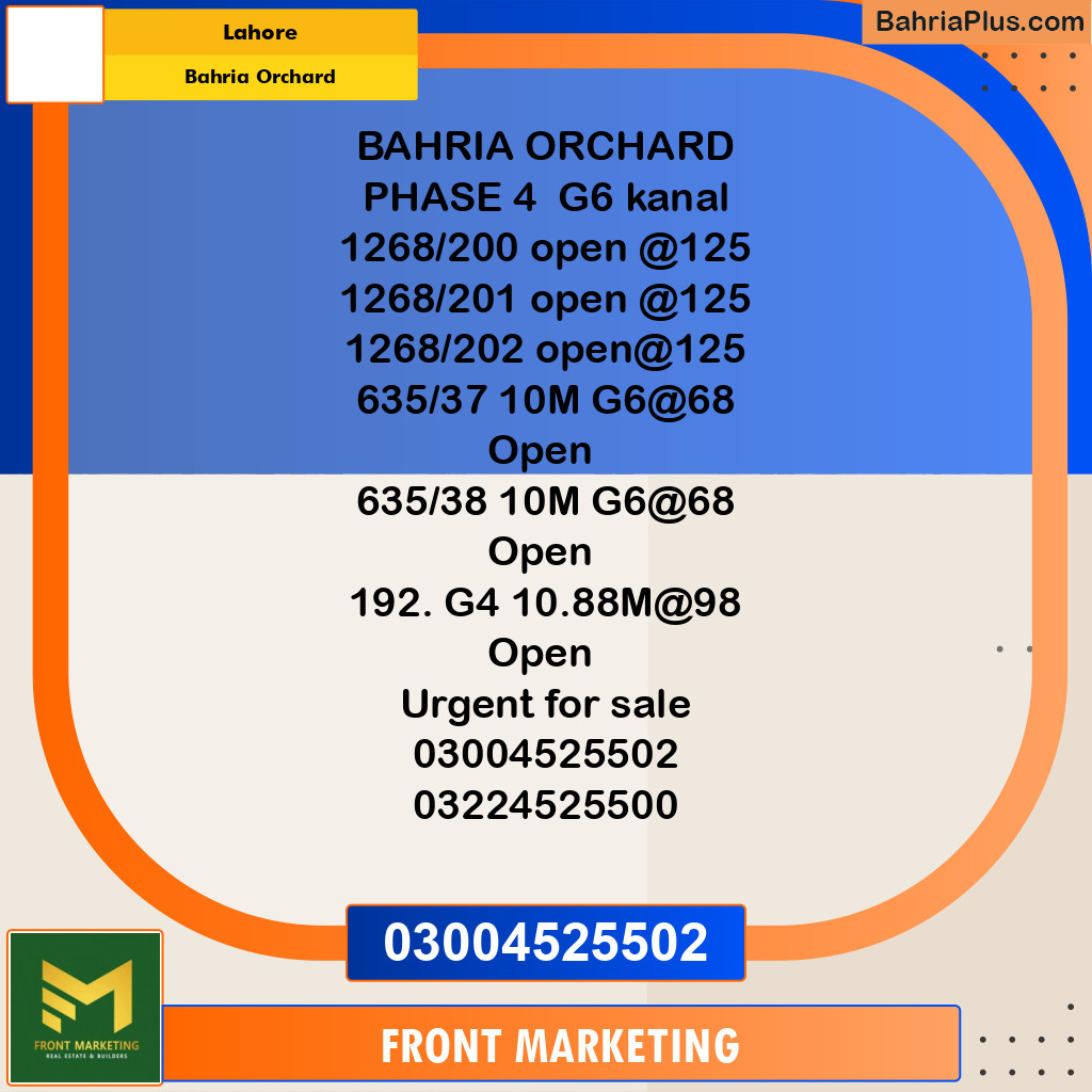 Residential Plot for Sale in Bahria Orchard, Lahore - (BP-293147)