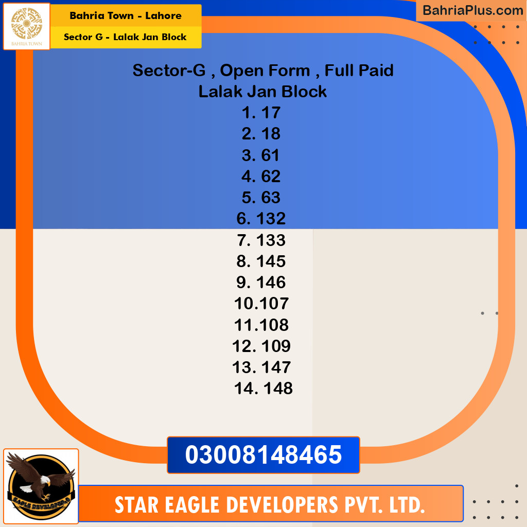 5 Marla Residential Plot for Sale in Sector G - Lalak Jan Block -  Bahria Town, Lahore - (BP-293152)