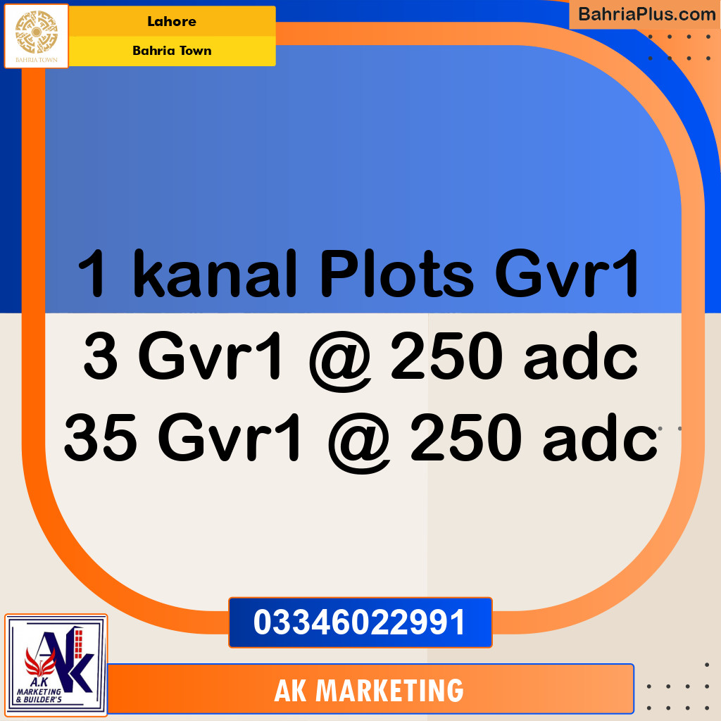 1 Kanal Residential Plot for Sale in Bahria Town, Lahore - (BP-293163)