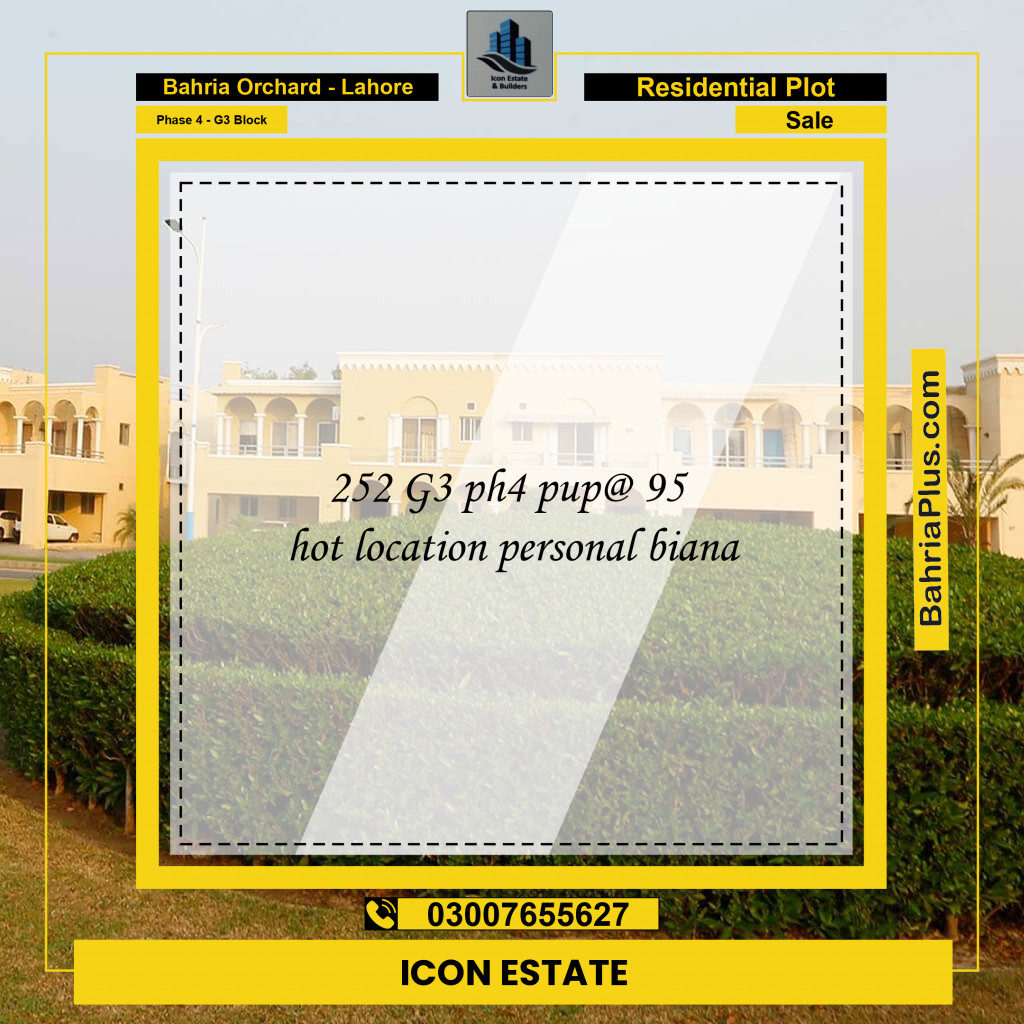 Residential Plot for Sale in Phase 4 - G3 Block -  Bahria Orchard, Lahore - (BP-293202)