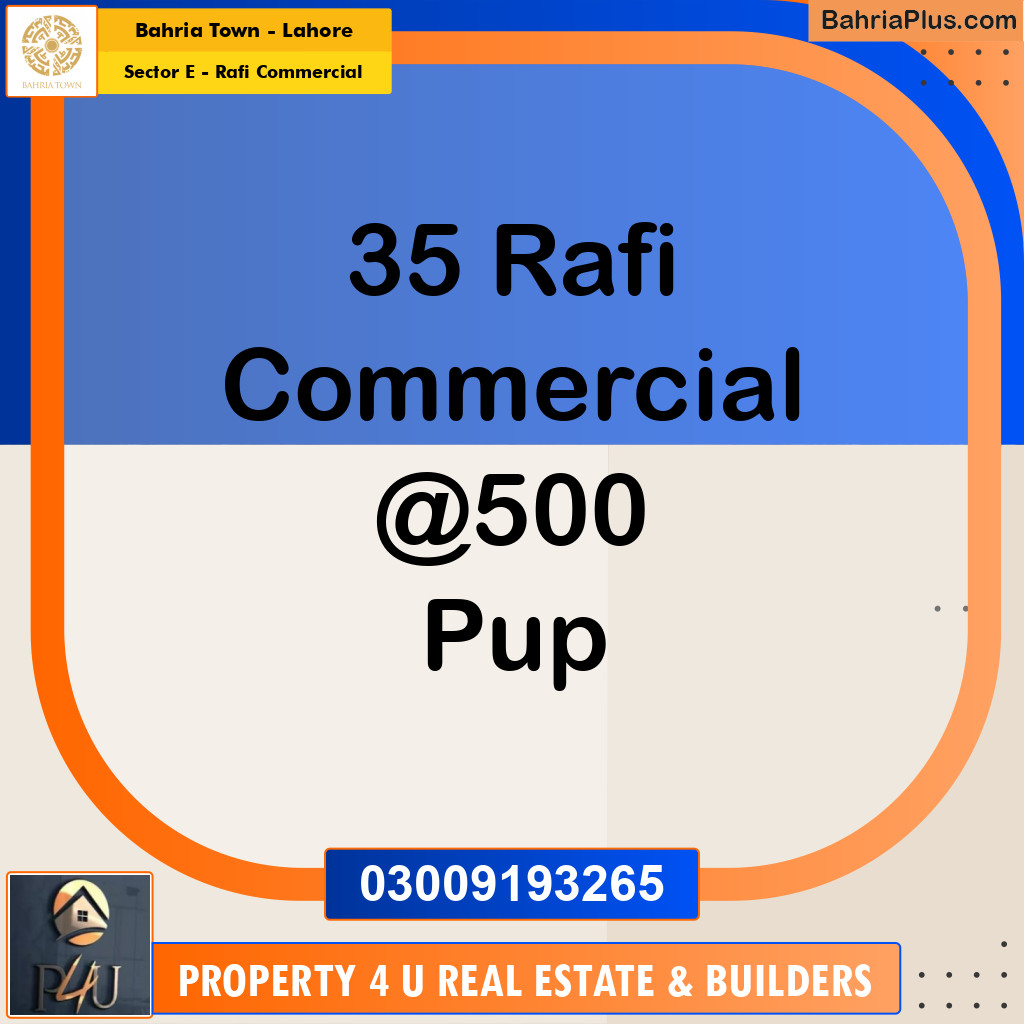 5 Marla Commercial Plot for Sale in Sector E - Rafi Commercial -  Bahria Town, Lahore - (BP-293246)