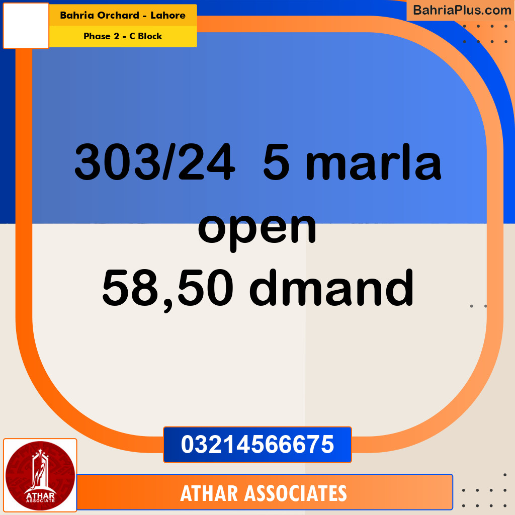 5 Marla Residential Plot for Sale in Phase 2 - C Block -  Bahria Orchard, Lahore - (BP-293257)