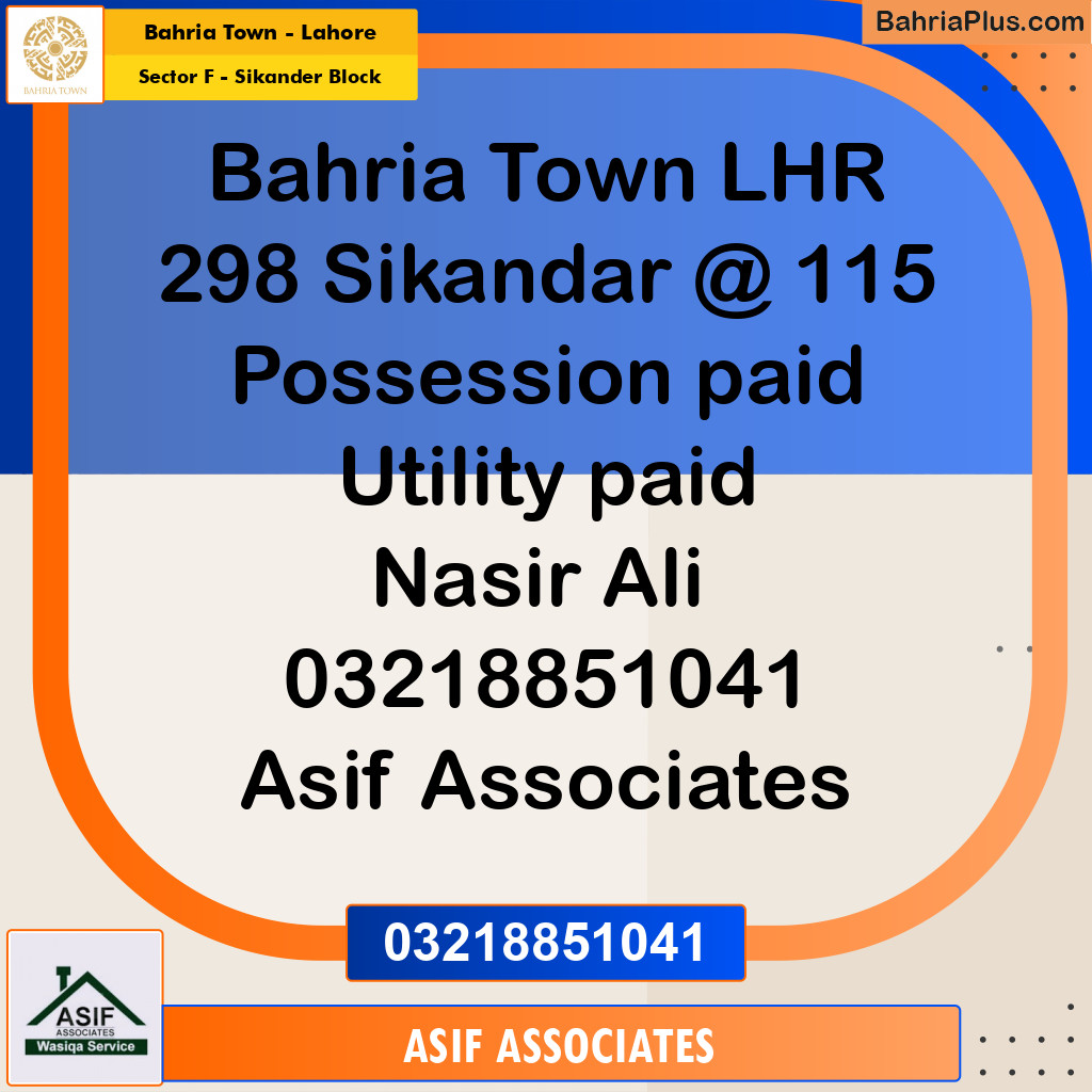 10 Marla Residential Plot for Sale in Sector F - Sikander Block -  Bahria Town, Lahore - (BP-293319)
