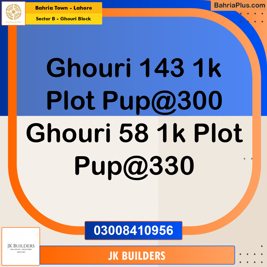 1 Kanal Residential Plot for Sale in Sector B - Ghouri Block -  Bahria Town, Lahore - (BP-293346)