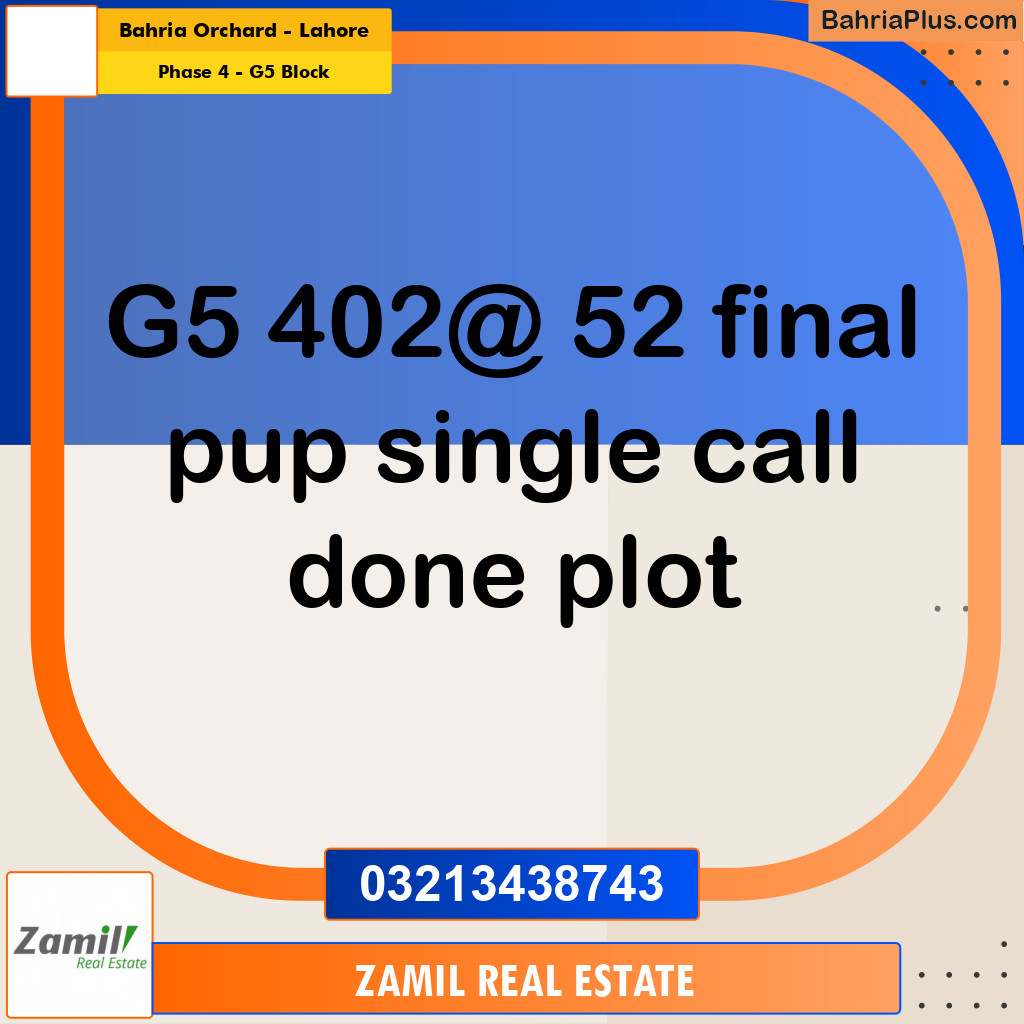 5 Marla Residential Plot for Sale in Phase 4 - G5 Block -  Bahria Orchard, Lahore - (BP-293360)