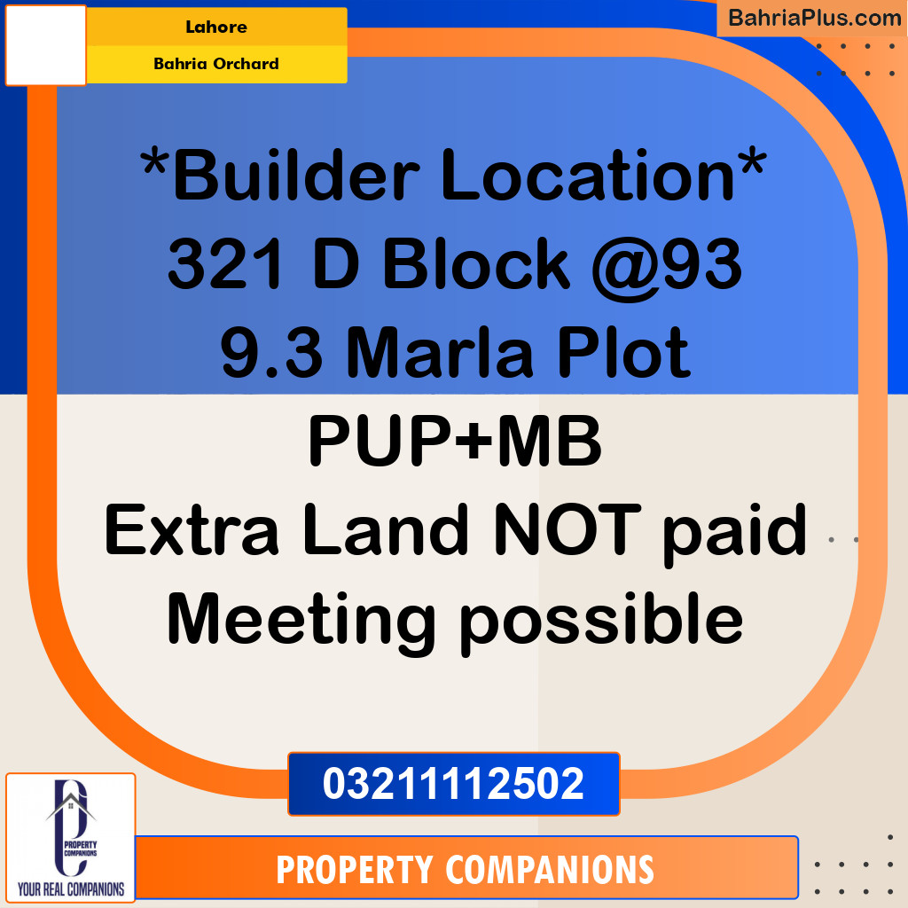 Residential Plot for Sale in Bahria Orchard, Lahore - (BP-293366)
