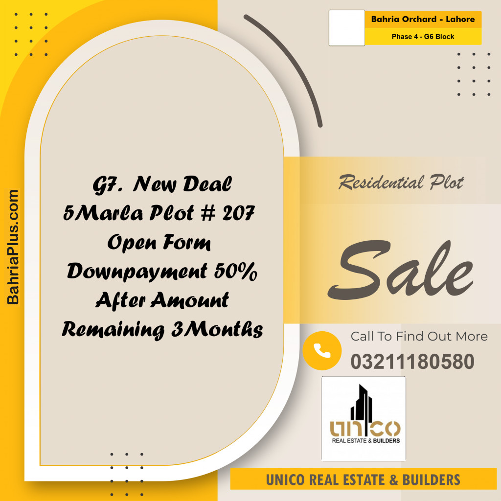 5 Marla Residential Plot for Sale in Phase 4 - G6 Block -  Bahria Orchard, Lahore - (BP-293379)