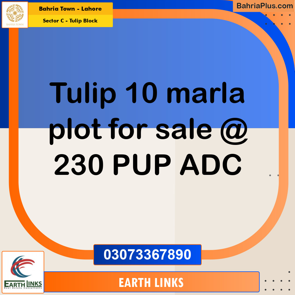 10 Marla Residential Plot for Sale in Sector C - Tulip Block -  Bahria Town, Lahore - (BP-293397)